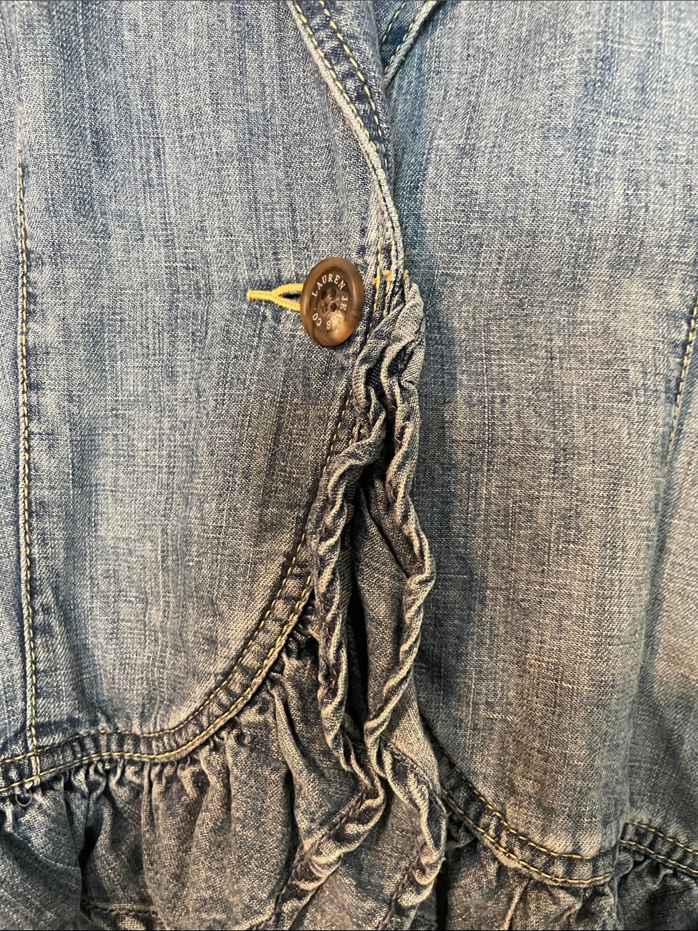 Ralph Lauren Light Blue Denim Ruffle Hem Blazer - Picture 4 of 5
